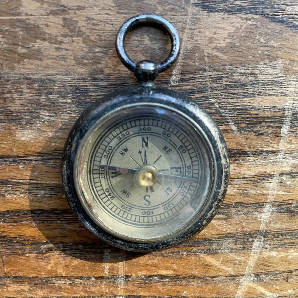 Antique compass pendant steampunk jewelry brass